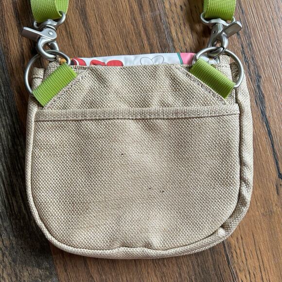 Haiku by Sharon Eisenhauer Crossbody Bag Tan Green Strap Floral Print - Picture 6 of 9